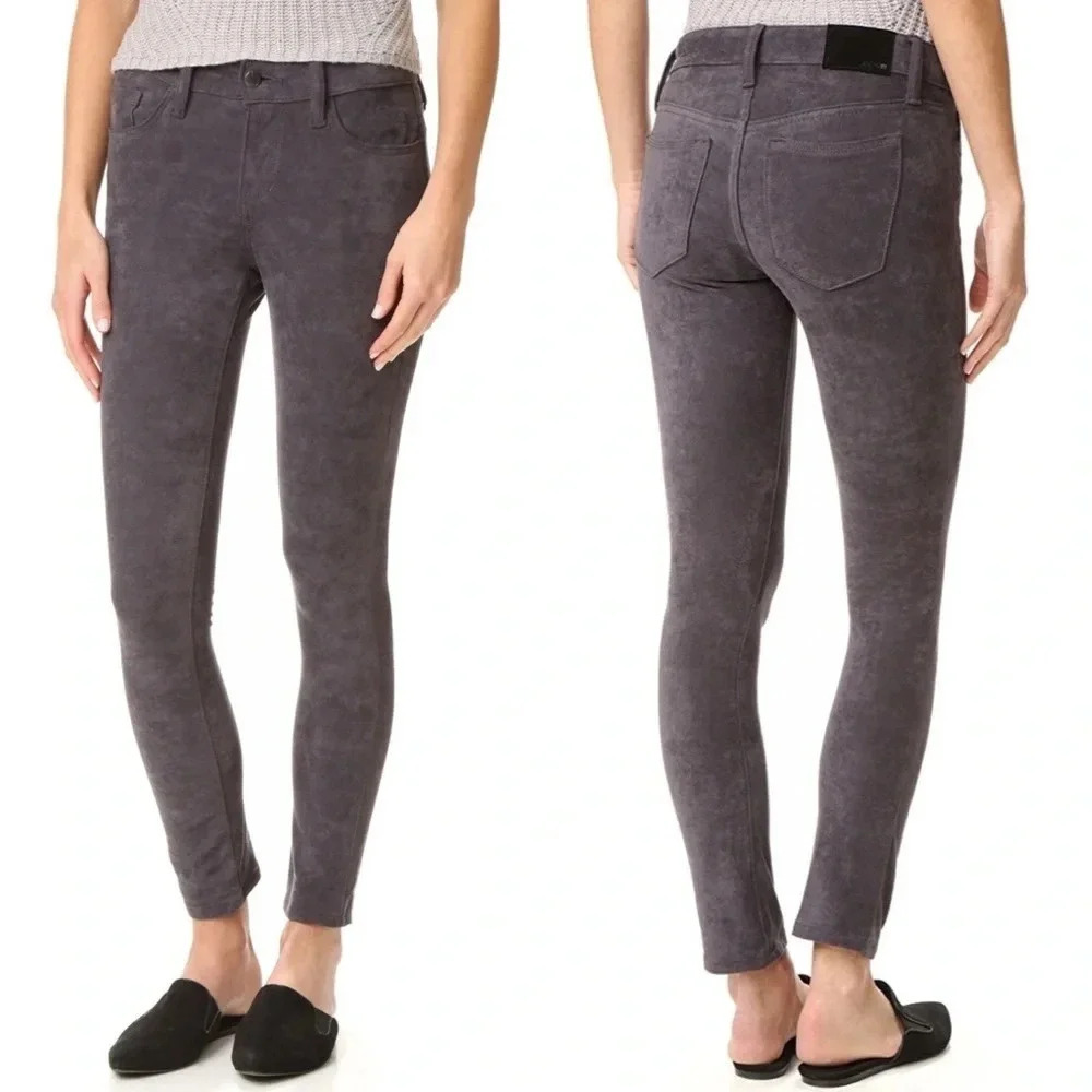 Revolve Joe’s Jeans Suede Pants Flawless Icon Skinny Ankle Stretch Grey